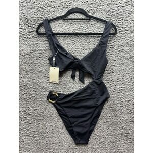 NWT Monday Swimwear St. Barth's One Piece Swimwear Black Womens Size M